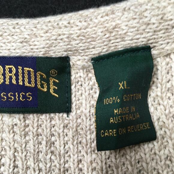 Cambridge Classics 100% Cotton beige Knit Sweater XL button up VEST - Picture 2 of 6